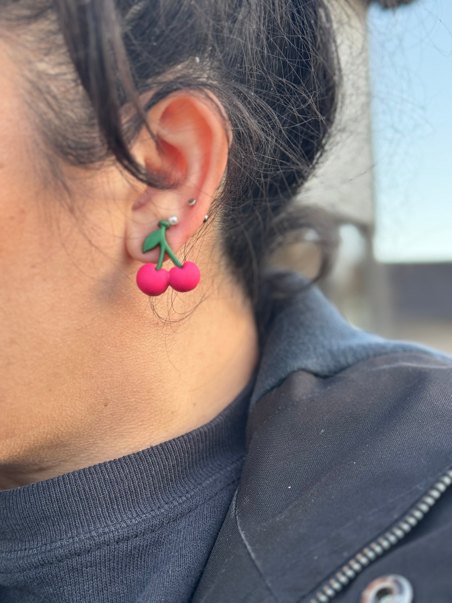 Cherry Fruit Stud Post Earrings