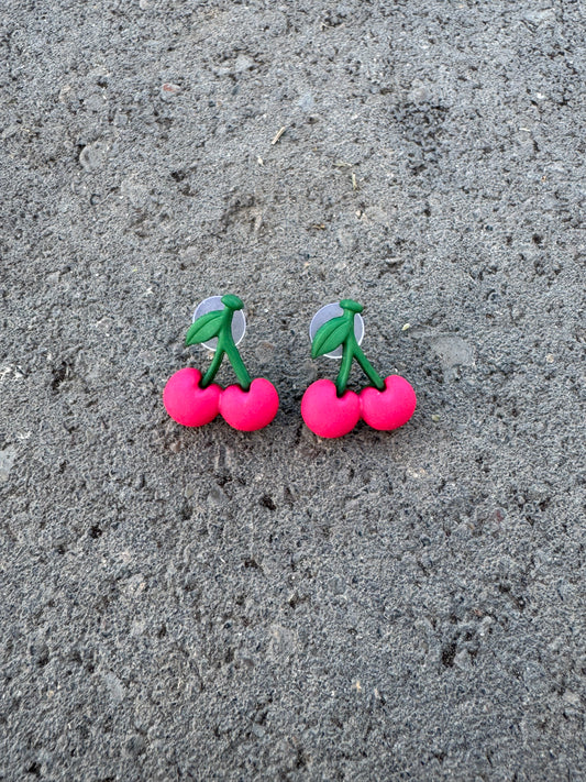 Cherry Fruit Stud Post Earrings