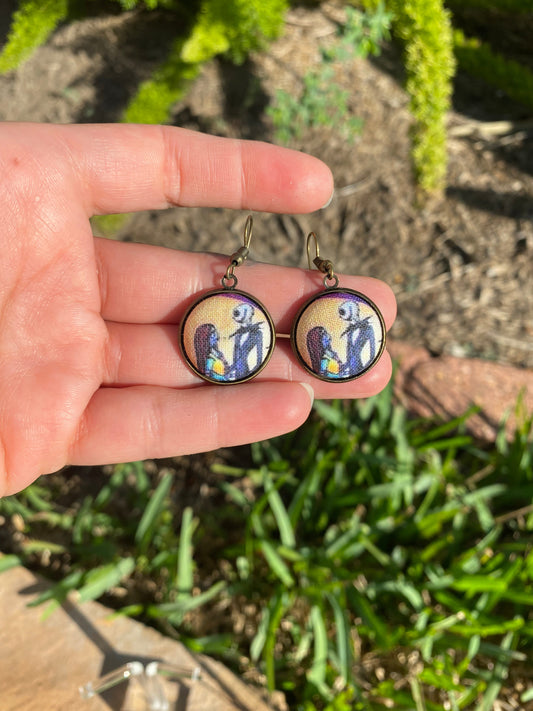Nightmare Before Christmas Gift earrings Jack and Sally