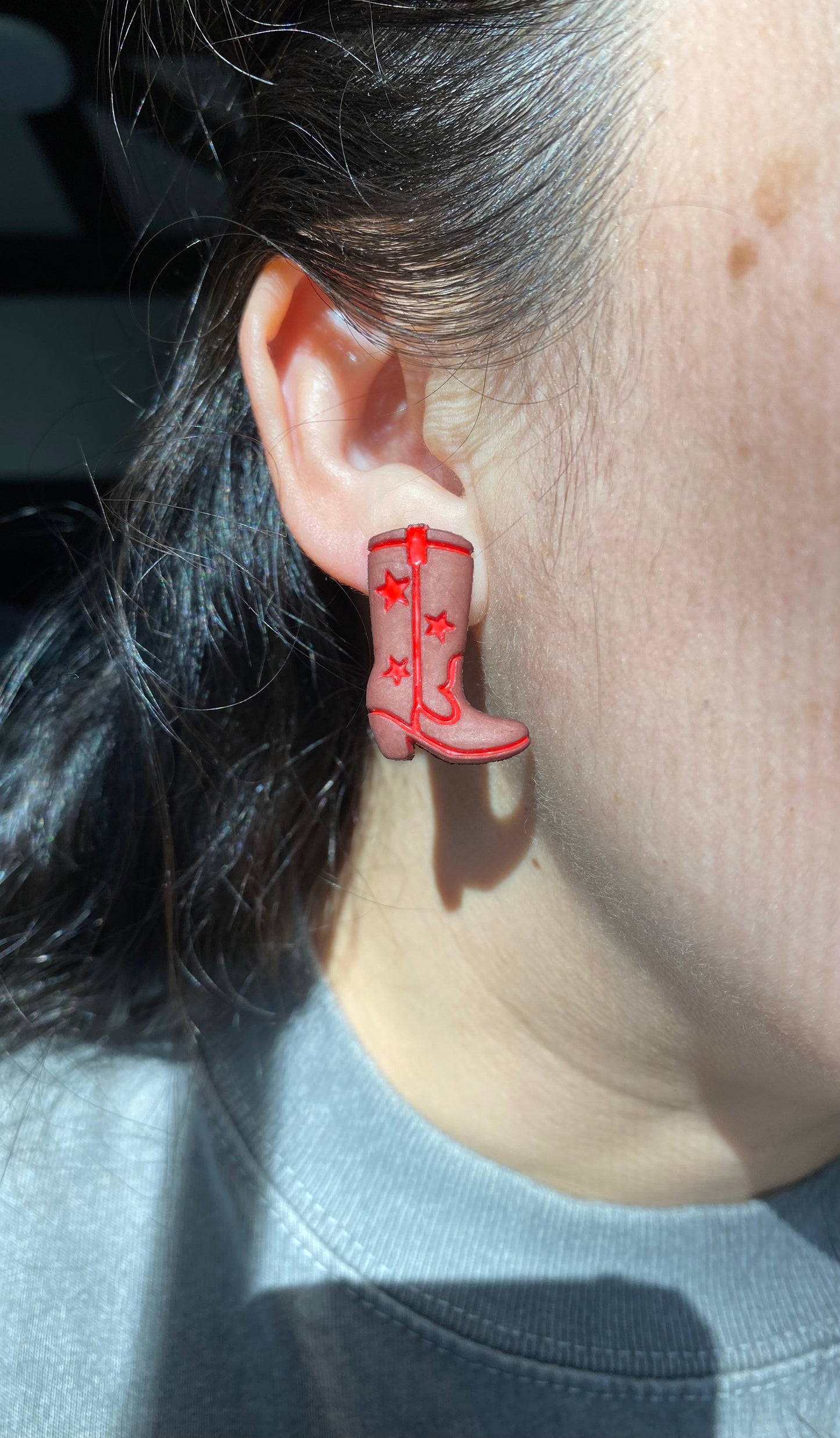 Cowboy Cowgirls Rodeo Boots Stud Earring Gift