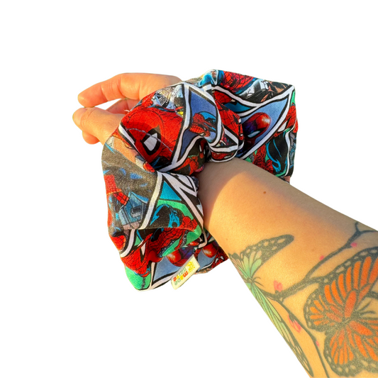 Spiderman scrunchie scrunchies hair tie ponytail gift for women and girls