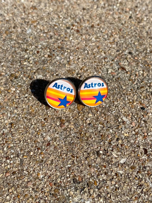 Houston Astros Old Flag Stud Earrings Gift