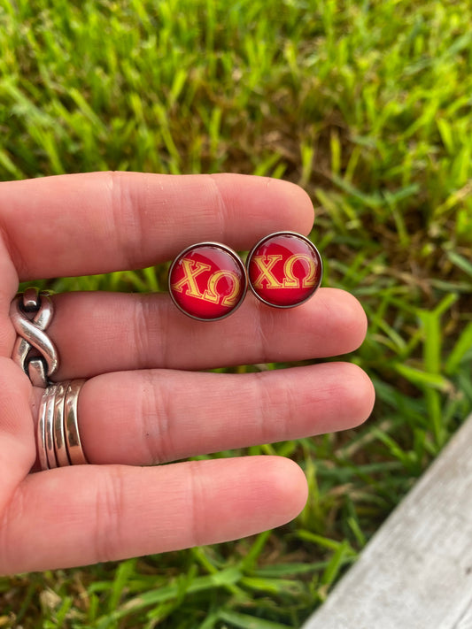 Chi Omega Stud Earrings Rush Week Gift