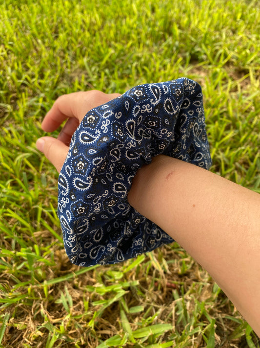 Blue bandana Scruncies scrunchie hair tie ponytail gift