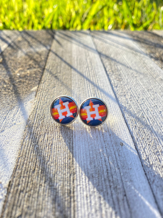 Houston Astros Baseball Old Flag Stud Earrings Fan Gift