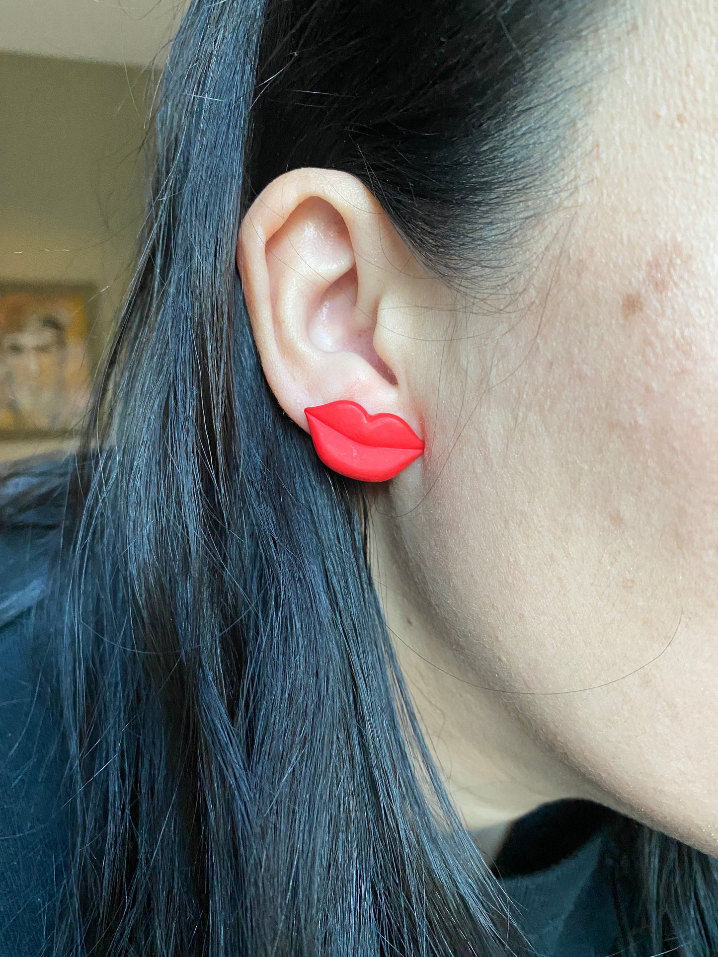 Red Kiss Lips Stud Earrings Gift