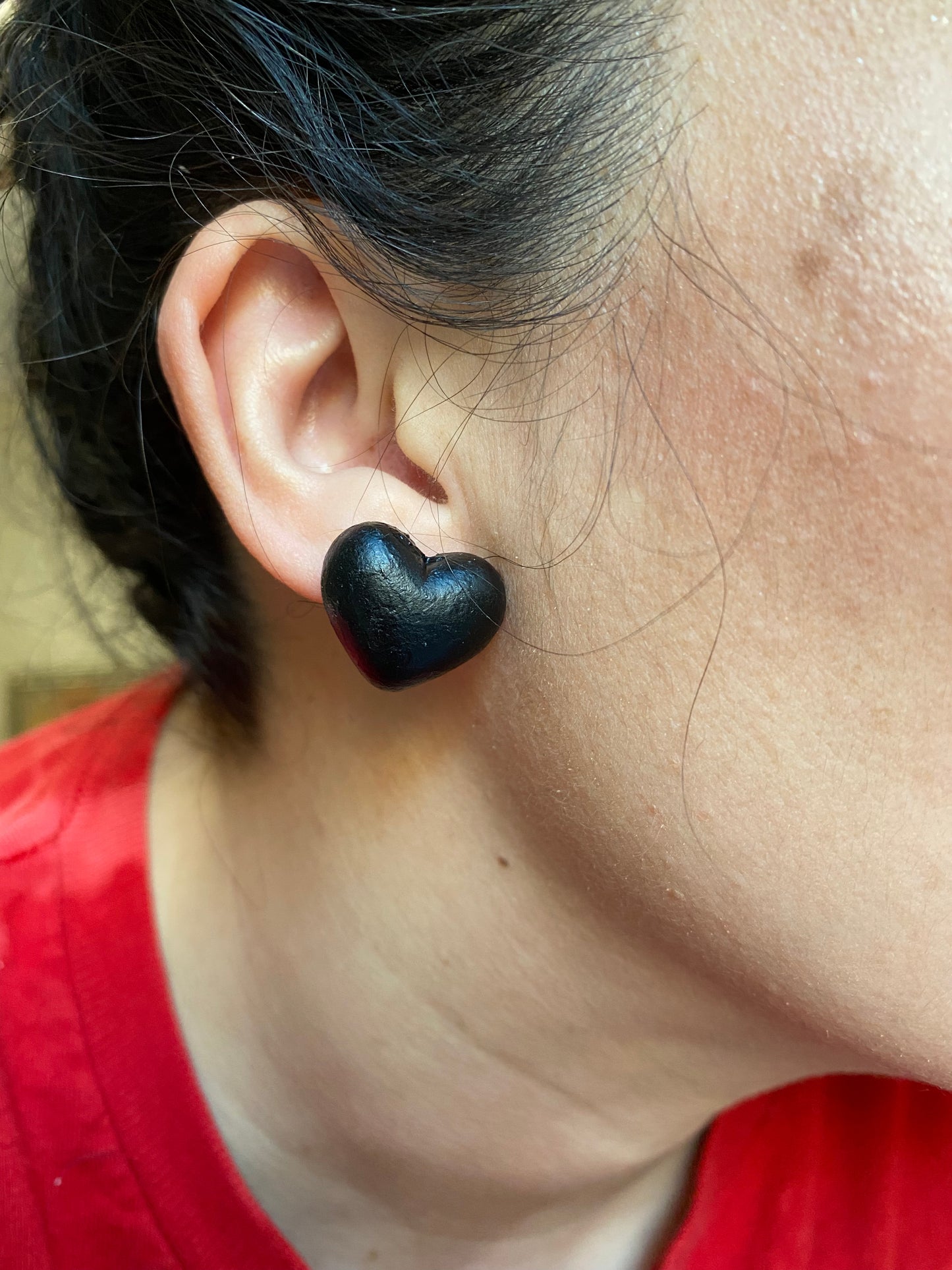 Black Heart Valentine Heart Stud Earrings