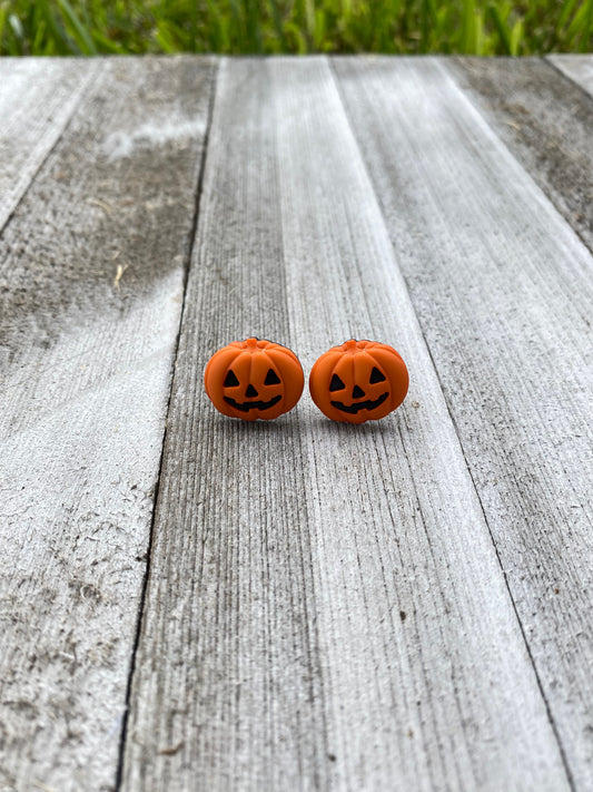 Pumpkin Halloween Jack-o-Lantern Stud Earrings