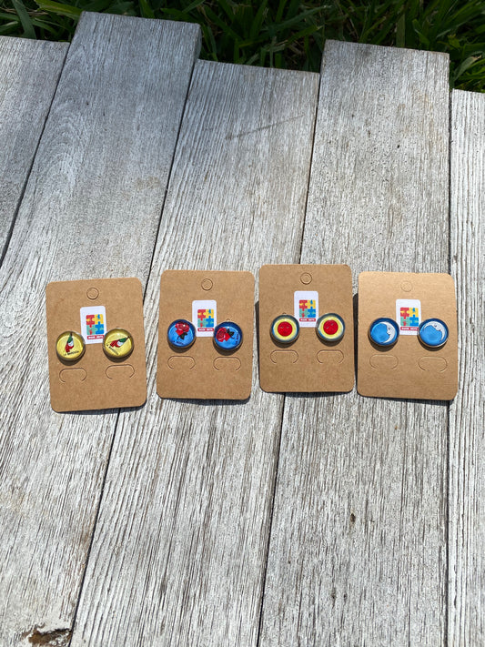 Loteria Earring La Rosa Sol La Luna La Bandera