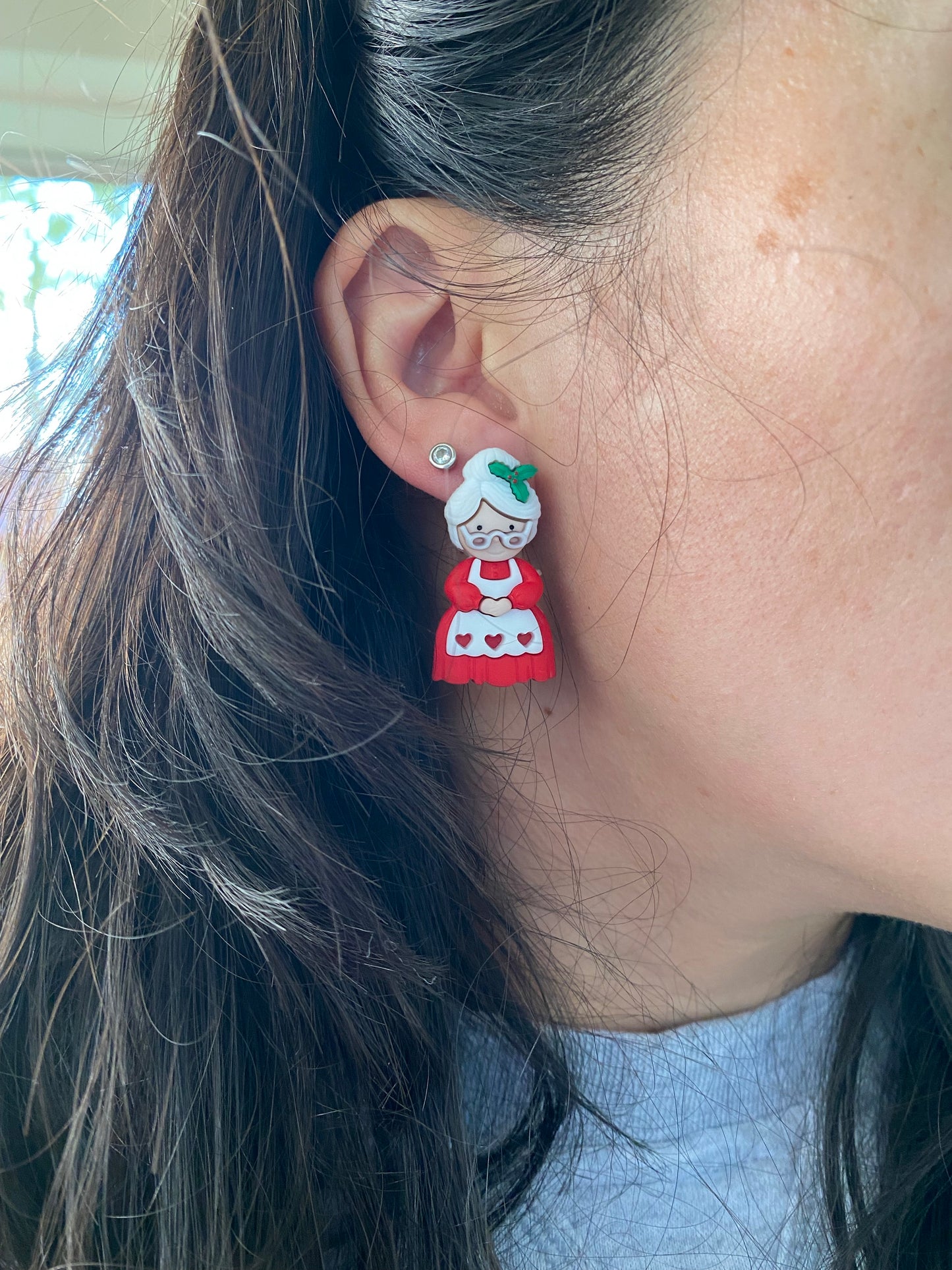 Santa and Mrs Clause Stud Christmas Earrings