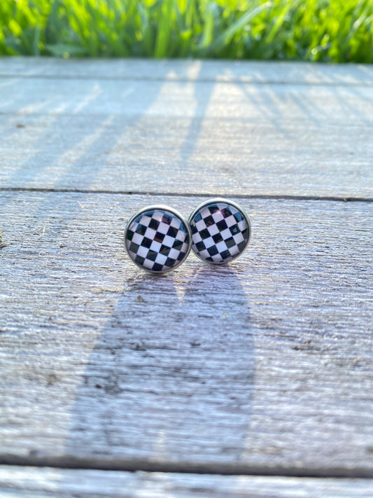 Checkered Board Stud Earrings