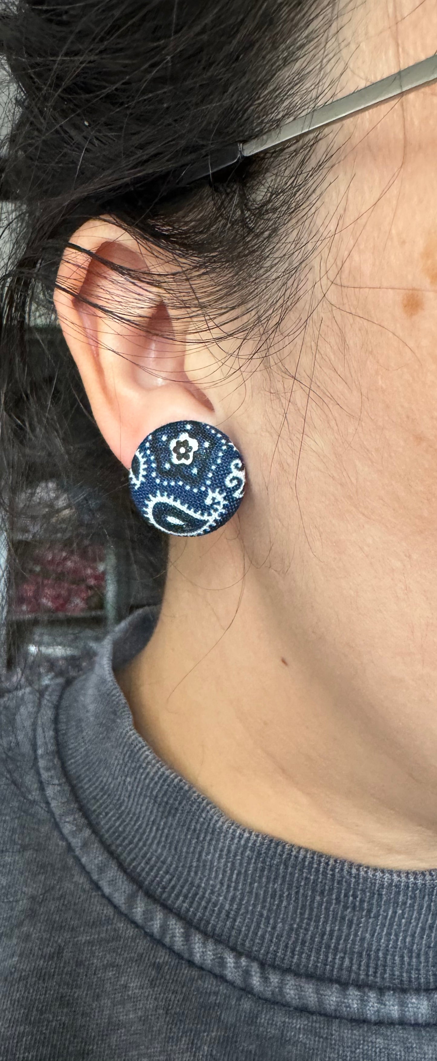 Blue Bandana Stud Post Earring For Women