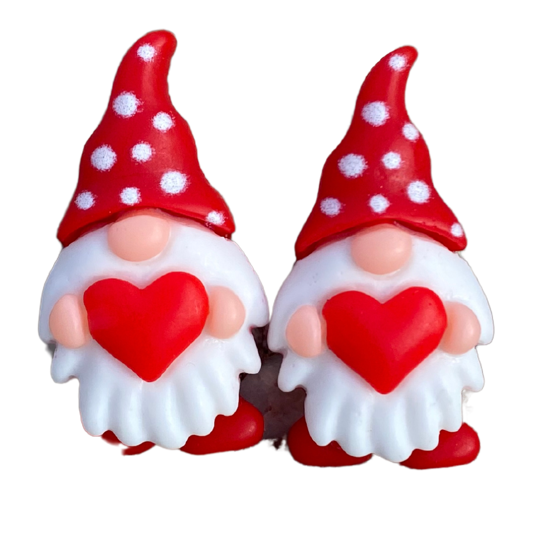 Valentines Gnome Love Heart Stud Earring Gift