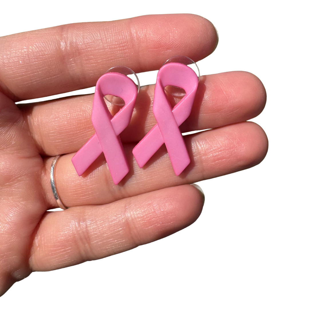 Breast Cancer Awareness Ribbon Stud Earrings Gift