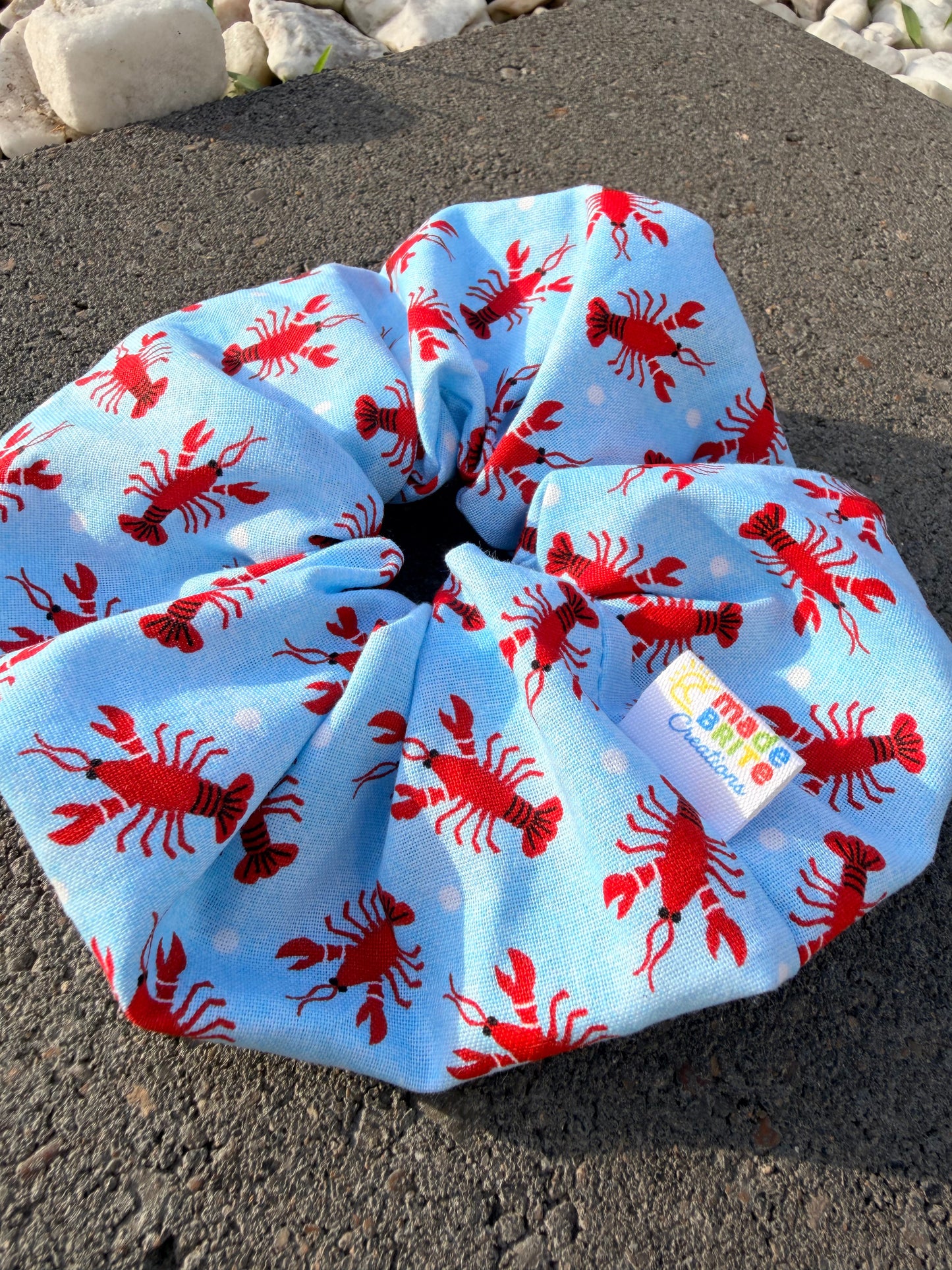 Oversized Lobster Scrunchie – Coastal Hair Tie, Beach-Themed XL Scrunchie, Cute Nautical Hair Accessory for Women & Girls