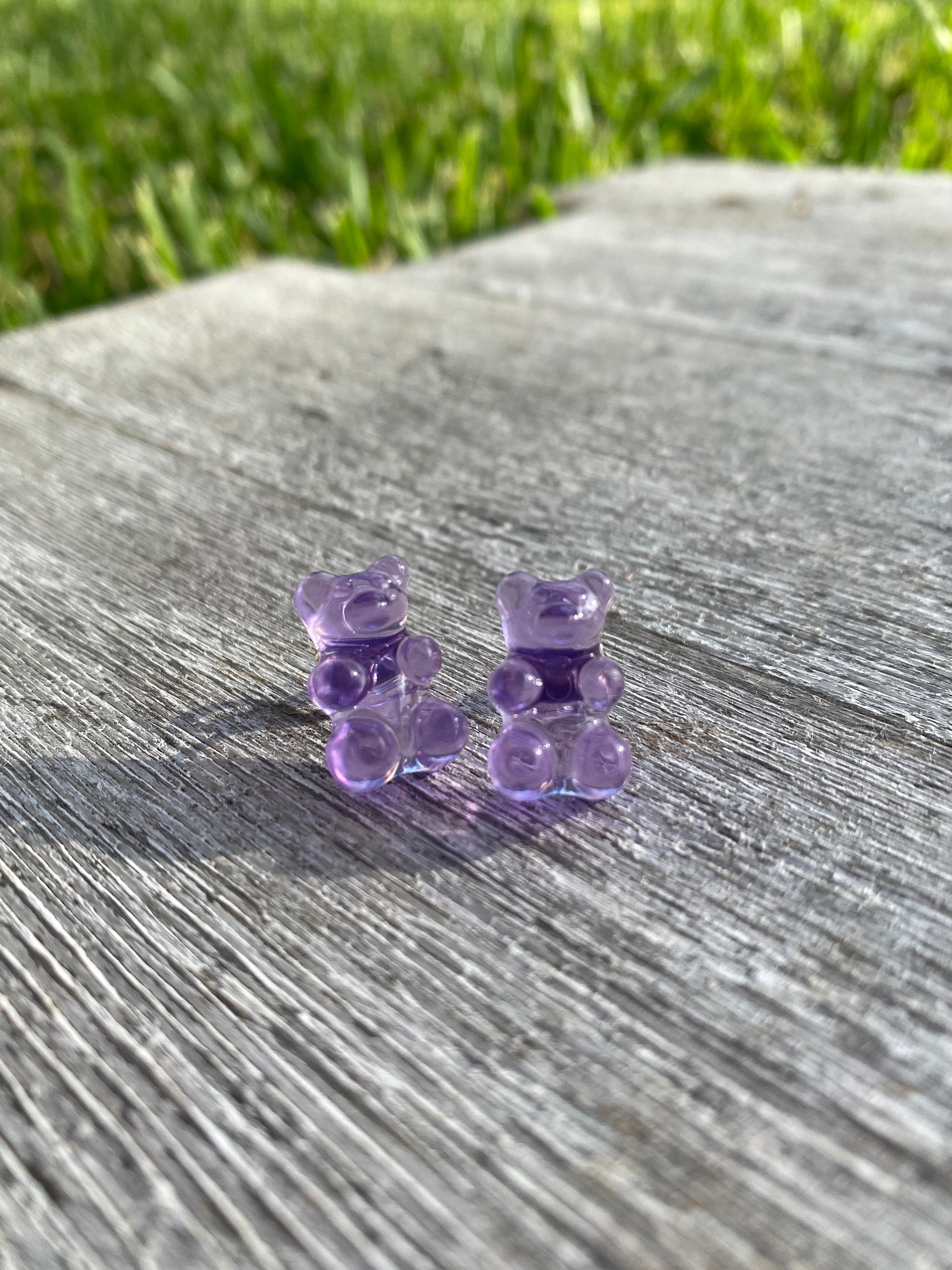 Purple Gummy Bear Stud Earrings Gift 