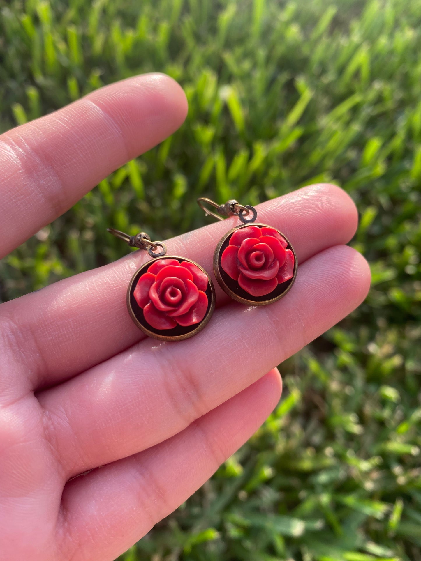 Framed Rose Dangle Earrings
