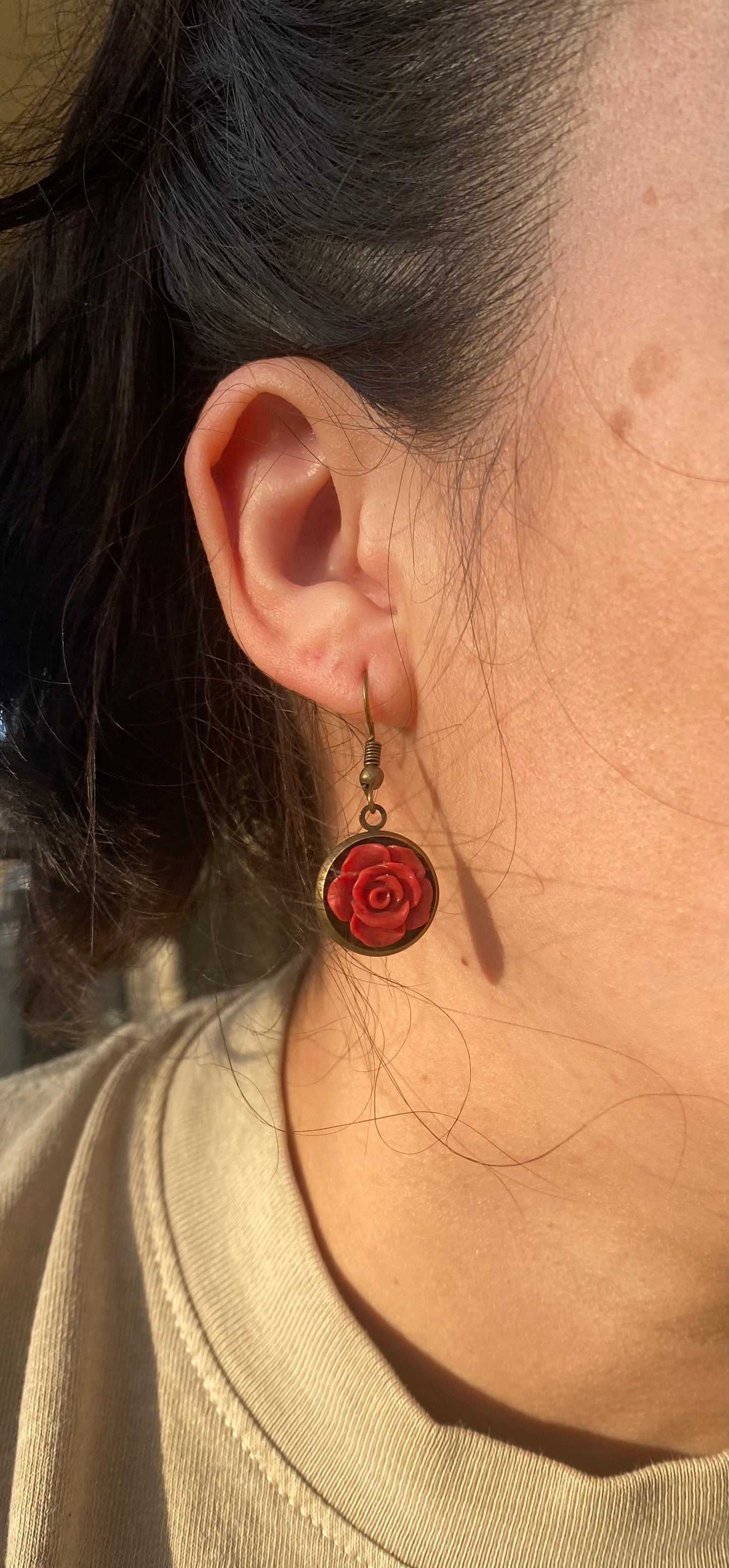 Framed Rose Dangle Earrings