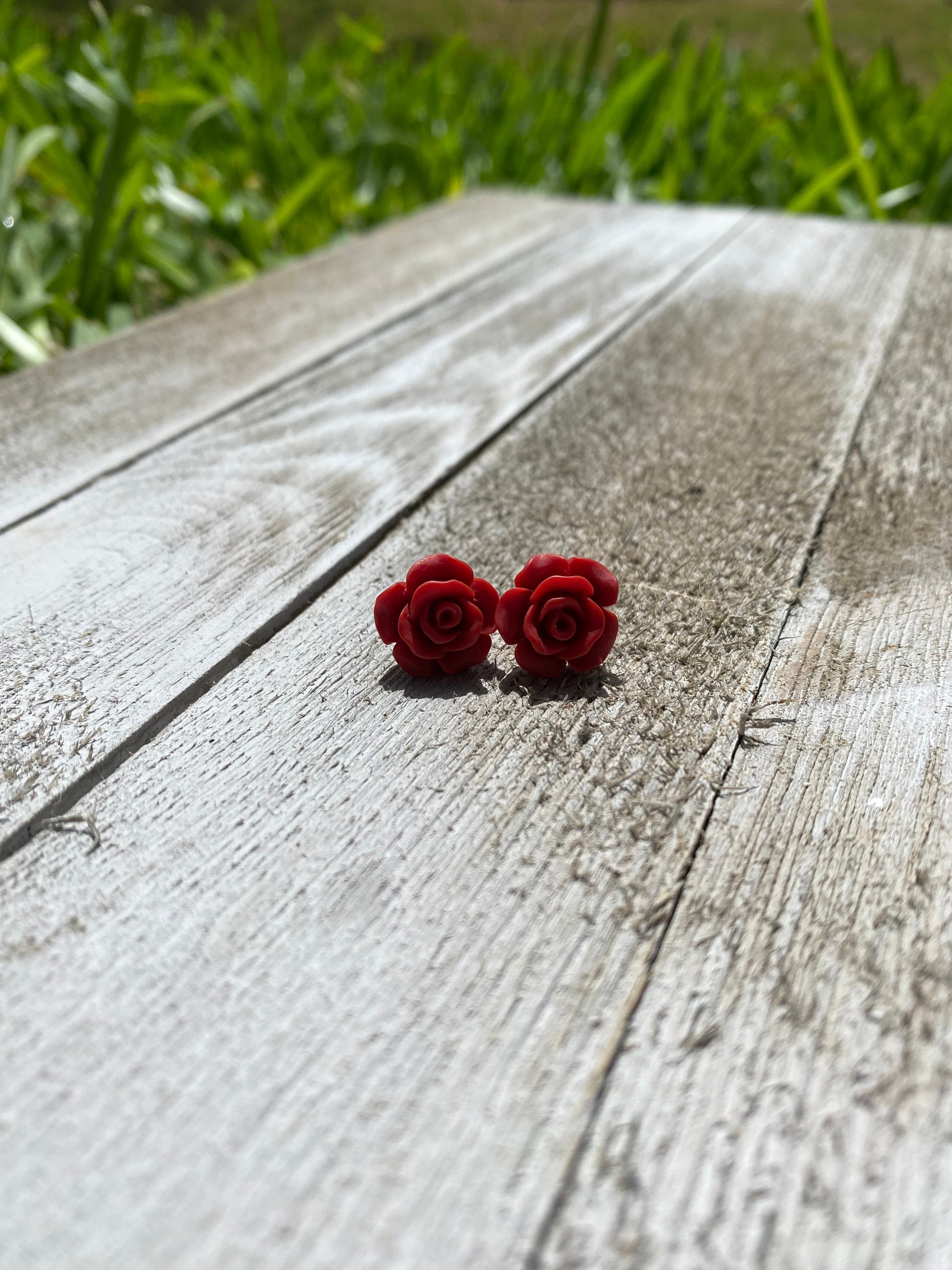 Red Rose Stud Earrings Novelty Gift 