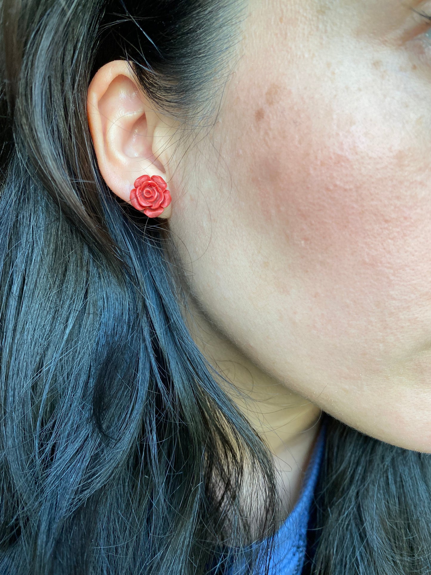 Red Rose Stud Earrings