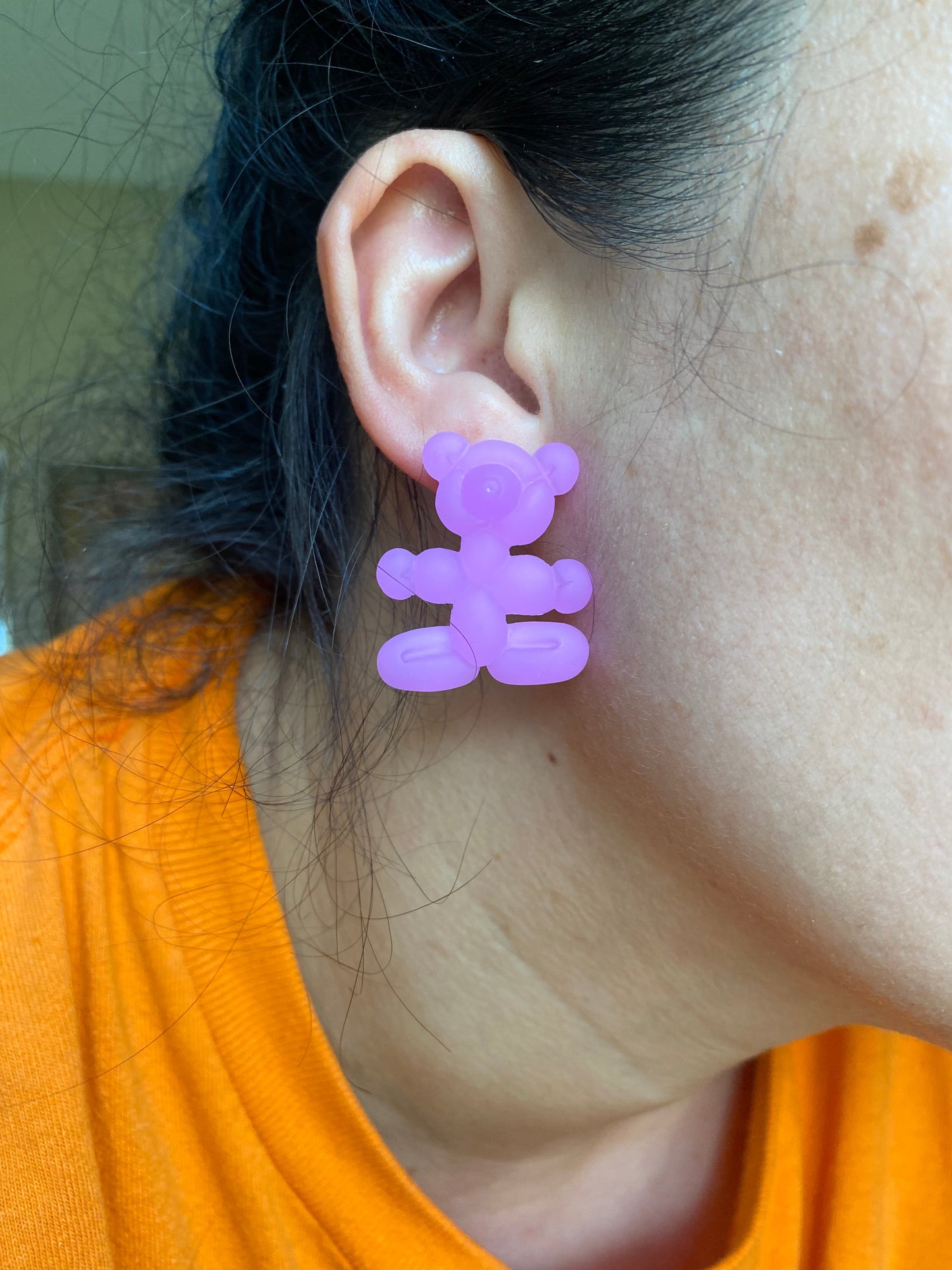Purple Balloon Bear Earrings