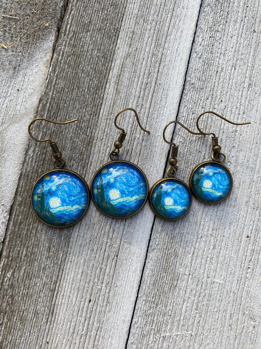 The Starry Night Dangle Earrings Gift art frame picture