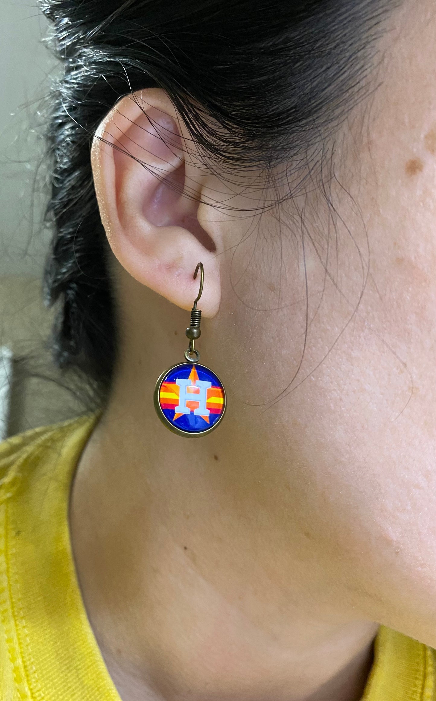 Houston Astros Fan Dangle Earrings Gift