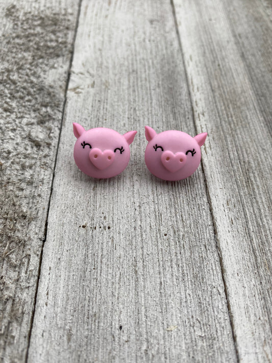 Pig lover Valentines day Heart Nose Love Stud Earrings 