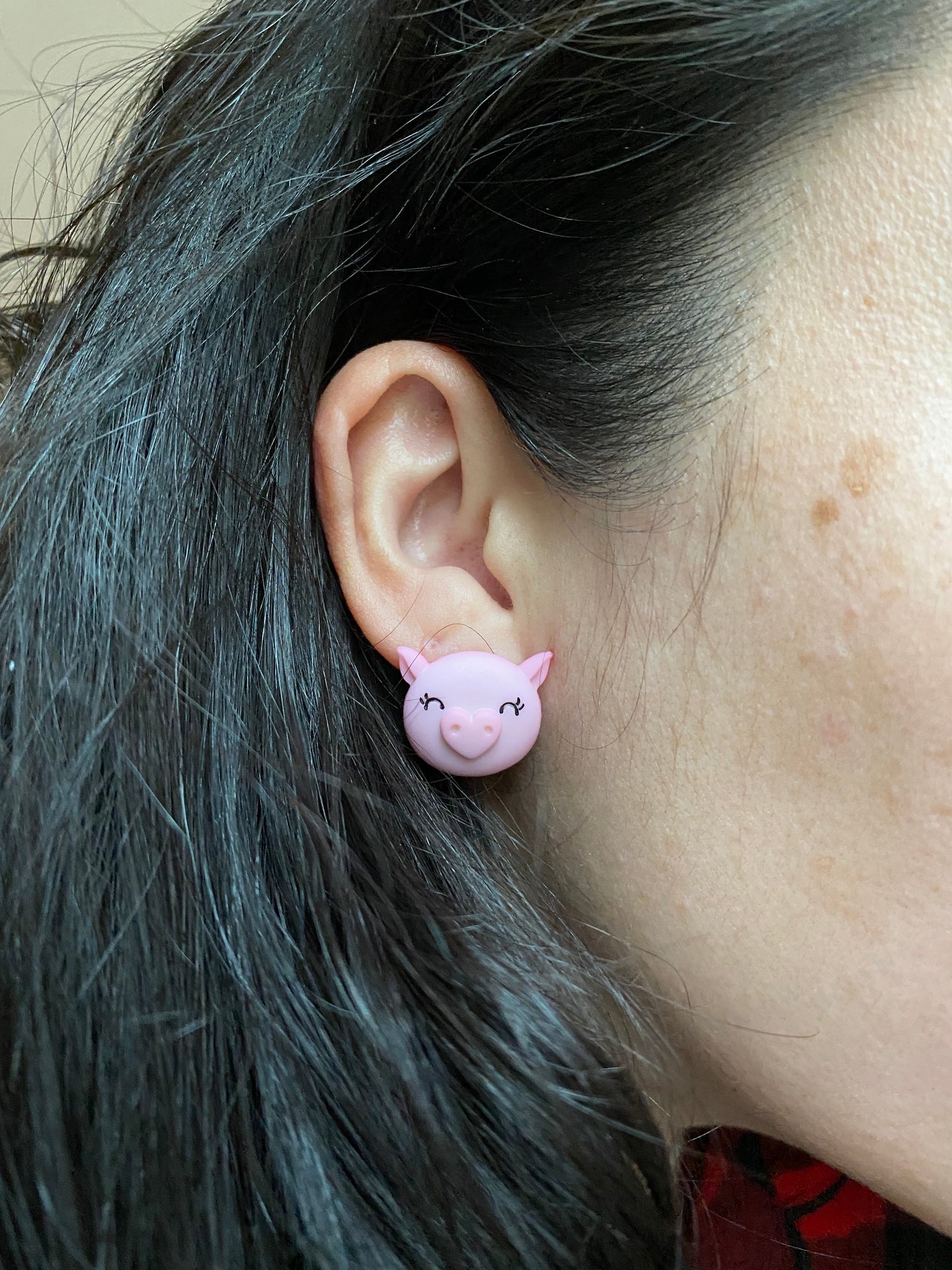 Pig Valentine's Love Heart Nose Stud Earrings Gift