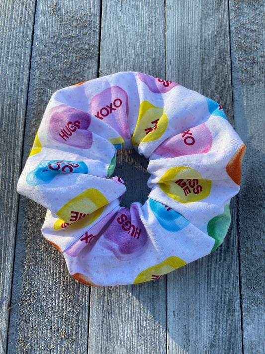 Valentine Love Conversation Heart Scrunchie Hair Tie Ponytail