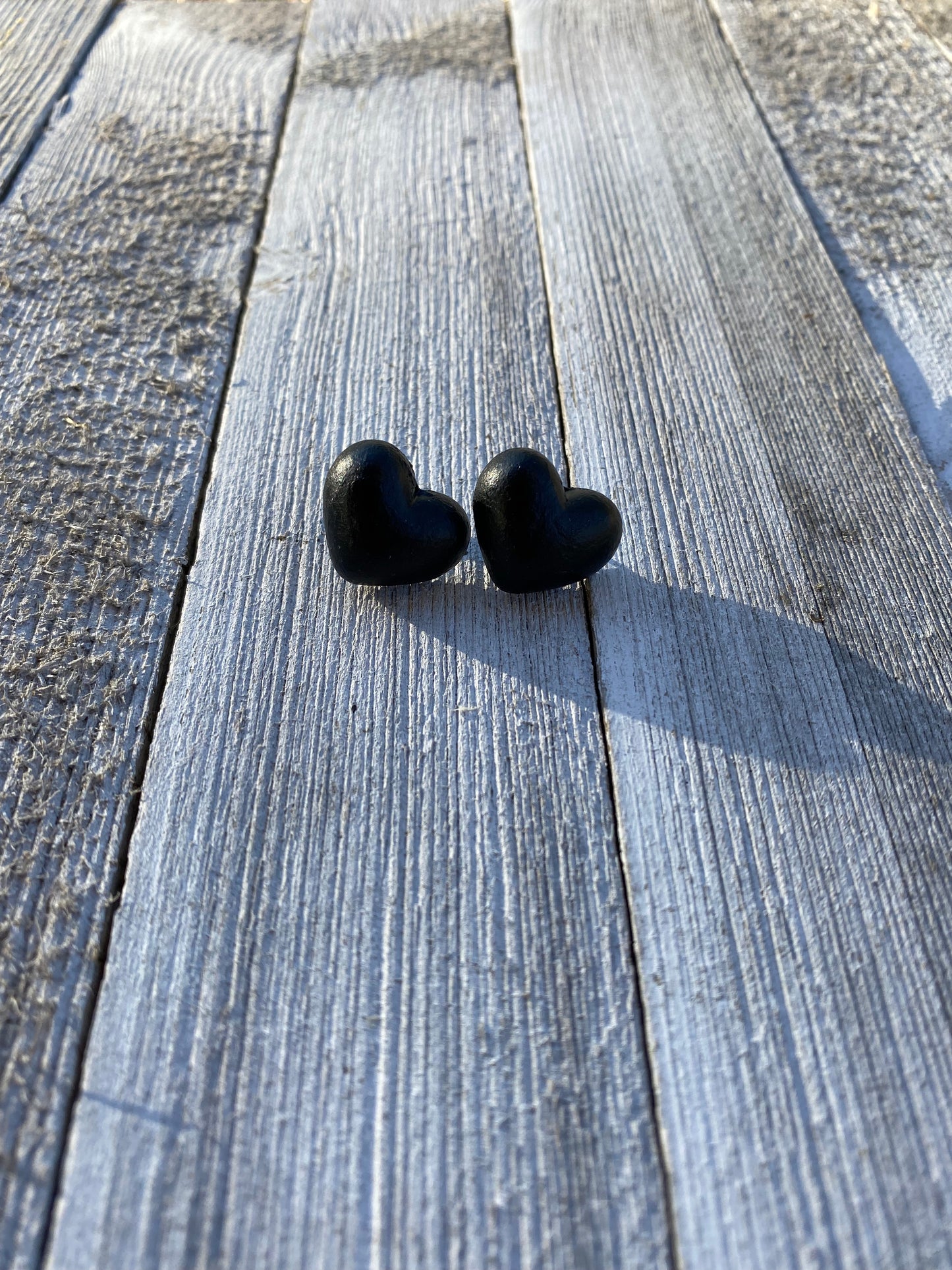 Black Heart Valentine Heart Stud Earrings