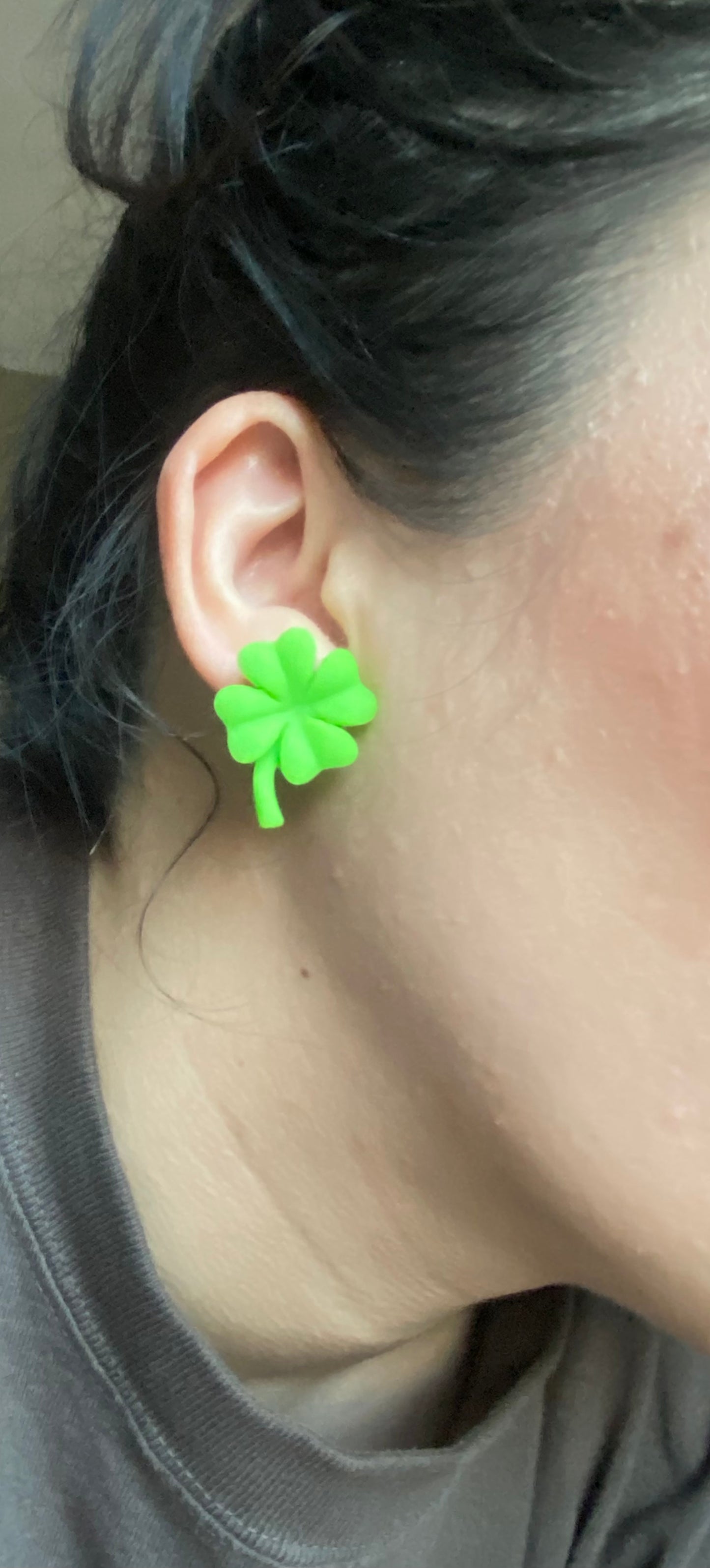 Green Four Leaf Glover St Patrick's Day Stud Earrings Gift