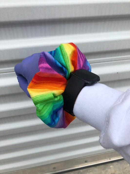 Rainbow scrunchie Hair Tie