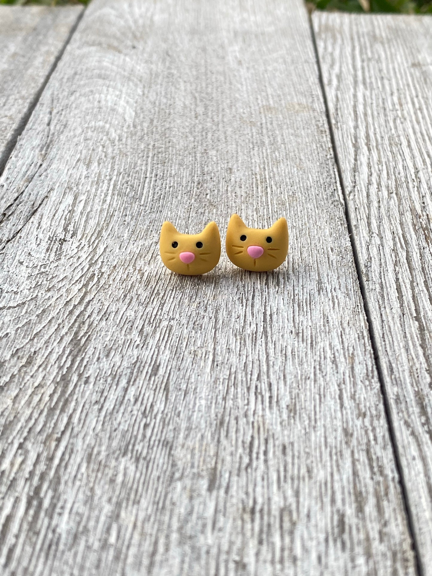 Cute Yellow Cat Stud Earrings Gift 