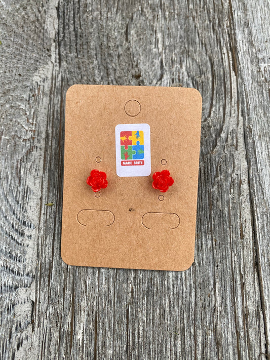 Tiny Red Rose Earrings Red Rose gift