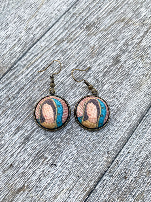 Lady Guadalupe Virgin Mary Earrings Gift 