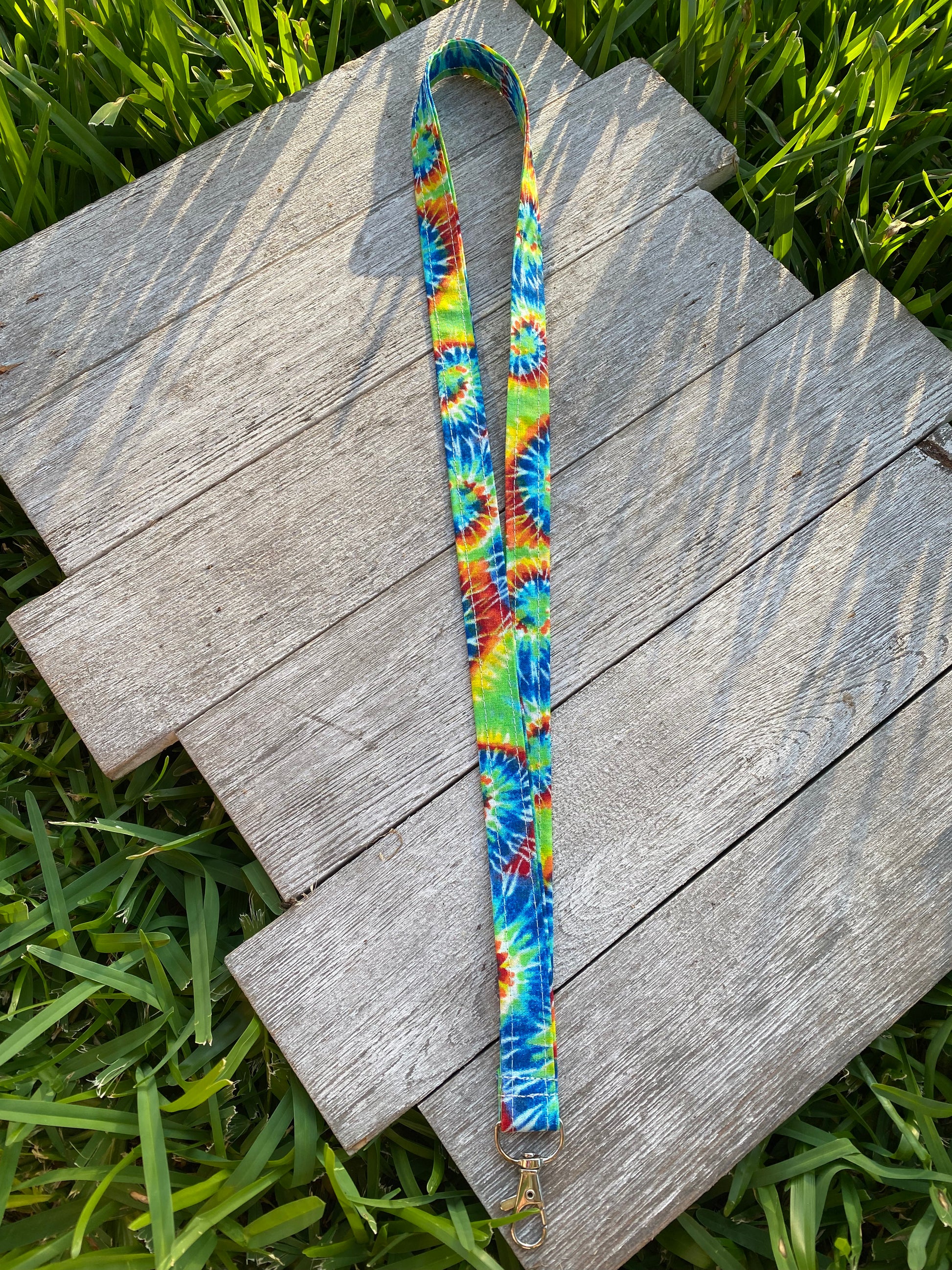 Tie Dye Lanyard Keychain ID Badge Holder Gift 70s Party Favor 
