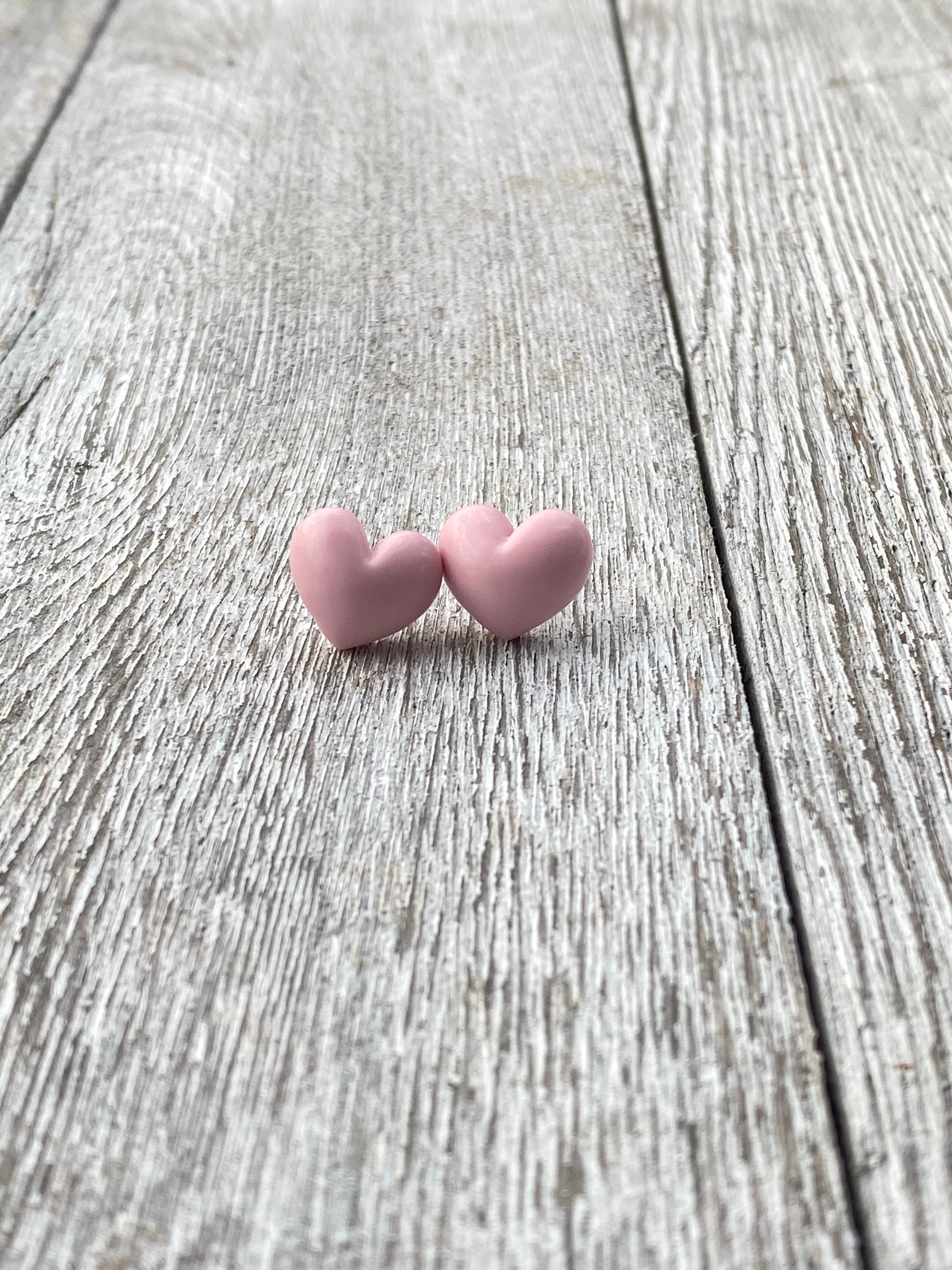 Pink Heart Love Valentines Stud Earrings Gift 
