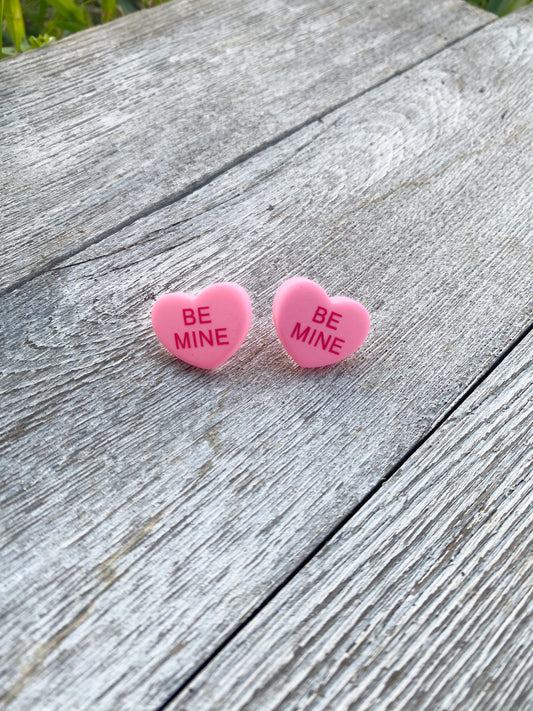 Be Mine Valentine Stud Conversation Heart Earrings Gift 